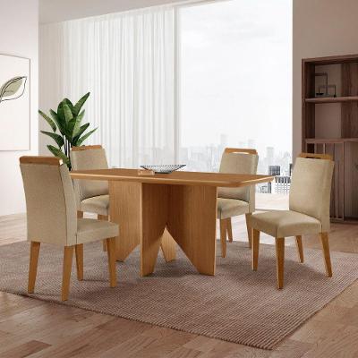 Mesa Evora 120 Mdf Canto Copo E Com 4 Cadeiras Athenas Turim 07-naturalle-naturalle