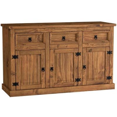 Balcão Buffet Aparador Madeira 3 Portas 3 Gav. Rustic Line Cera