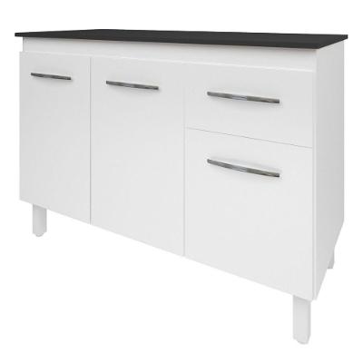 Balcão Com Tampo Anita 120 Cm Branco Preto Moblis