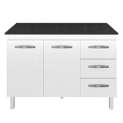 Balcão Com Tampo Bianca 120 Cm Branco Preto Moblis