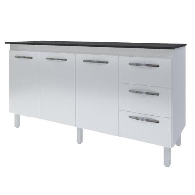 Balcão Com Tampo Diana 150 Cm Branco Preto Moblis