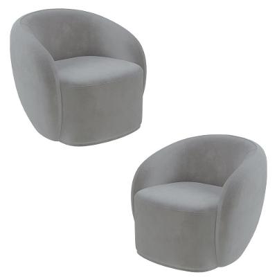 Kit 2 Poltronas Decorativas Sala De Estar íbis Encosto Fixo Veludo Cinza G33 - Gran Belo