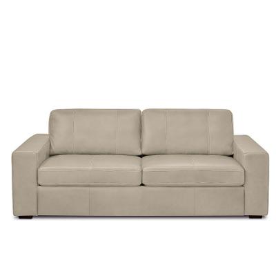 Sofá Decorativo Agatha 3 Lugares Sala De Estar 235cm Pés Em Madeira Couro Bege G88 - Gran Belo