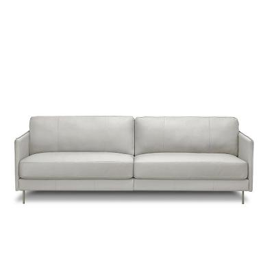 Sofá Decorativo Anthony 3 Lugares Sala De Estar 240cm Pés Em Aço Couro Off White G88 - Gran Belo