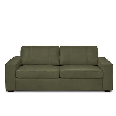 Sofá Decorativo Agatha 3 Lugares Sala De Estar 235cm Pés Em Madeira Couro Fendi G88 - Gran Belo