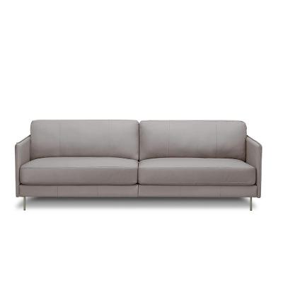 Sofá Decorativo Anthony 3 Lugares Sala De Estar 240cm Pés Em Aço Couro Avelã G88 - Gran Belo