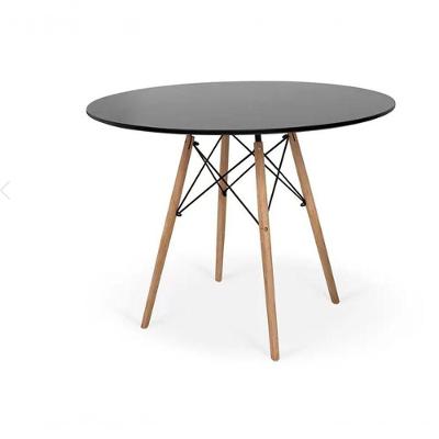 Mesa De Jantar Redonda Eiffel Eames 110cm Tampo Madeira Preto.