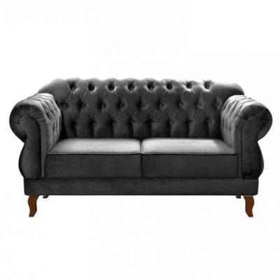 Sofá Namoradeira Duquesa 2 Lugares Chesterfield Imperial Cinza Grafite