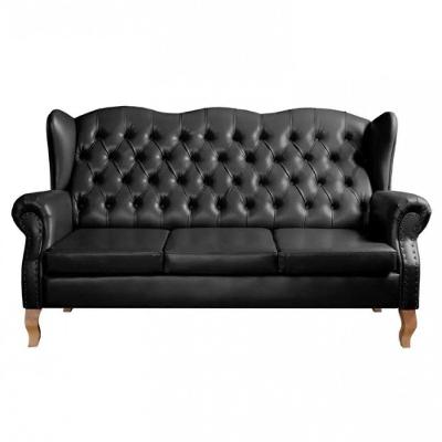Sofá Imperador Chesterfield 3 Lugares Capitonê Retrô Vintage Preto