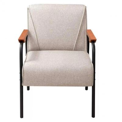 Poltrona Decorativa Para Recepção Jade Braço Metal Linho Bege