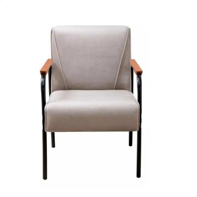 Poltrona Decorativa Para Recepção Jade Braço Metal Veludo Capuccino