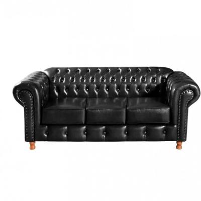Sofá Luís Xv 3 Lugares Chesterfield Capitonê Vintage Clássic Preto