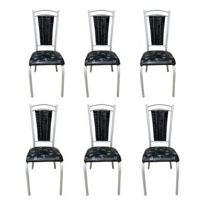 Kit 6 Cadeiras Cozinha Aço Tubolar Confortável Jantar Preto e Branco