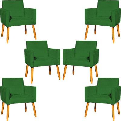 Kit 6 Poltronas Para Recepção Nina Suede Cores Pé Palito 30cm Castanho - Suede