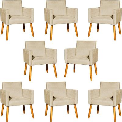 Kit 8 Poltronas Nina Para Recepção Suede Cores Pé Palito 30cm Castanho - Suede