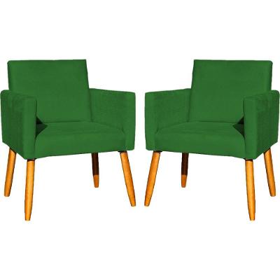 Kit 2 Poltronas Decorativa Para Sala Nina Suede Cores Pé Palito 30cm Castanho - Suede