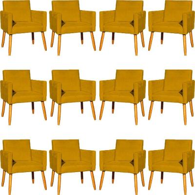 Kit 12 Poltronas Decorativa Para Sala Nina Suede Cores Pé Palito 30cm Castanho - Suede