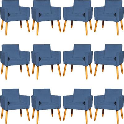 Kit 12 Poltronas Decorativa Para Sala Nina Suede Cores Pé Palito 30cm Castanho - Suede