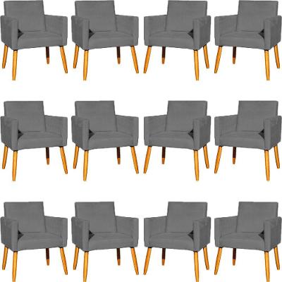 Kit 12 Poltronas Decorativa Para Sala Nina Suede Cores Pé Palito 30cm Castanho - Suede