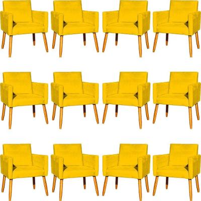 Kit 12 Poltronas Decorativa Para Sala Nina Suede Cores Pé Palito 30cm Castanho - Suede