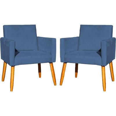 Kit 2 Poltronas Decorativa Para Sala Nina Suede Cores Pé Palito 30cm Castanho - Suede