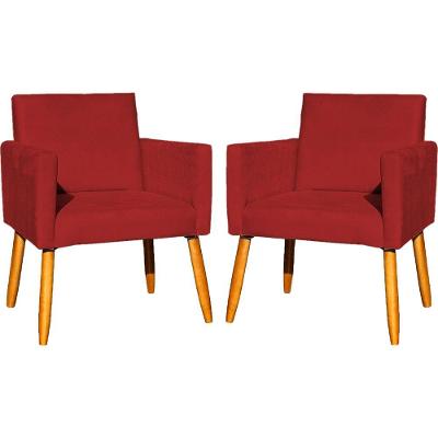 Kit 2 Poltronas Decorativa Para Sala Nina Suede Cores Pé Palito 30cm Castanho - Suede