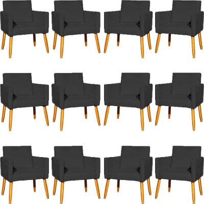 Kit 12 Poltronas Decorativa Para Sala Nina Suede Cores Pé Palito 30cm Castanho - Suede