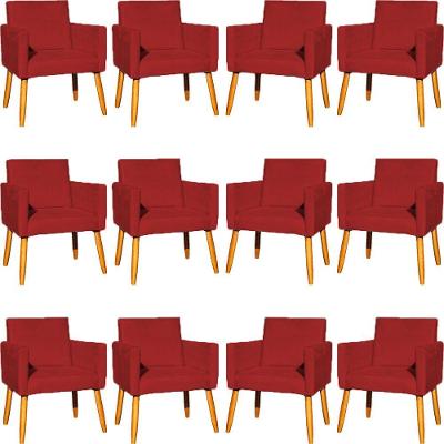 Kit 12 Poltronas Decorativa Para Sala Nina Suede Cores Pé Palito 30cm Castanho - Suede