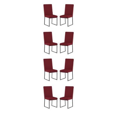 Kit 8 Cadeiras De Jantar Com Base Ferro Preto Luxo Balaqui Cor:marsala Marsala