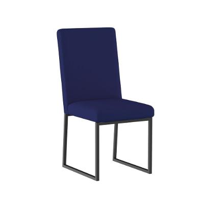 Cadeira De Jantar Com Base Ferro Preto Luxo Balaqui Decor Cor:azul Marinho Azul Marinho