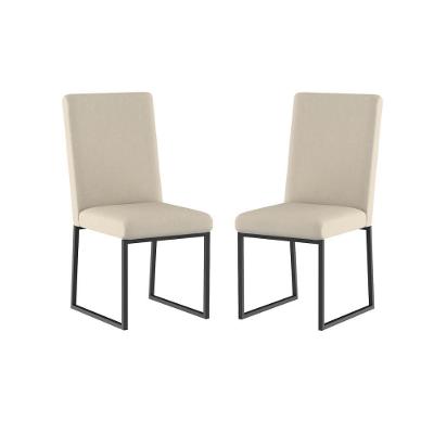 Kit 2 Cadeiras De Jantar Com Base Ferro Preto Luxo Balaqui Cor:bege Bege