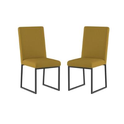 Kit 2 Cadeiras De Jantar Com Base Ferro Preto Luxo Balaqui Cor:capuccino Capuccino