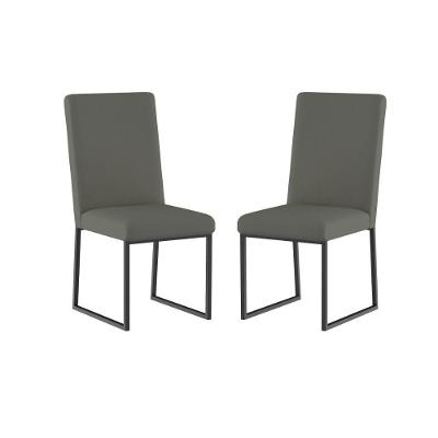 Kit 2 Cadeiras De Jantar Com Base Ferro Preto Luxo Balaqui Cor:cinza Cinza