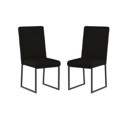 Kit 2 Cadeiras De Jantar Com Base Ferro Preto Luxo Balaqui Cor:preto Preto