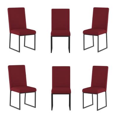 Kit 6 Cadeiras De Jantar Com Base Ferro Preto Luxo Balaqui Cor:marsala Marsala