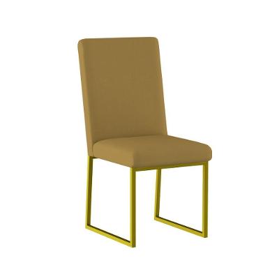 Cadeira De Jantar Com Base Ferro Dourado Luxo Balaqui Decor Cor:capuccino Capuccino