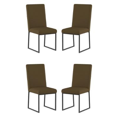 Kit 4 Cadeiras De Jantar Com Base Ferro Preto Luxo Balaqui Cor:marrom Marrom