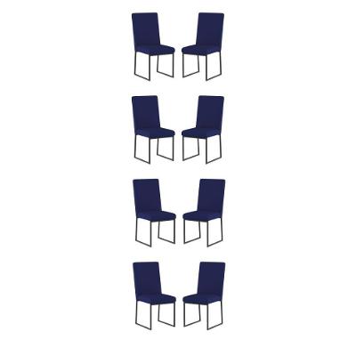 Kit 8 Cadeiras De Jantar Com Base Ferro Preto Luxo Balaqui Cor:azul Marinho Azul Marinho