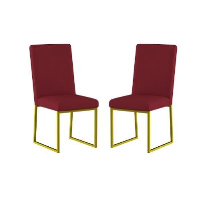 Kit 2 Cadeiras De Jantar Com Base Ferro Dourado Luxo Balaqui Cor:marsala Marsala