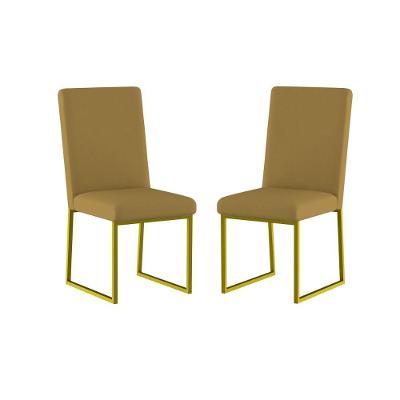 Kit 2 Cadeiras De Jantar Com Base Ferro Dourado Luxo Balaqui Cor:capuccino Capuccino