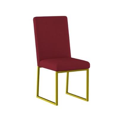 Cadeira De Jantar Com Base Ferro Dourado Luxo Balaqui Decor Cor:marsala Marsala