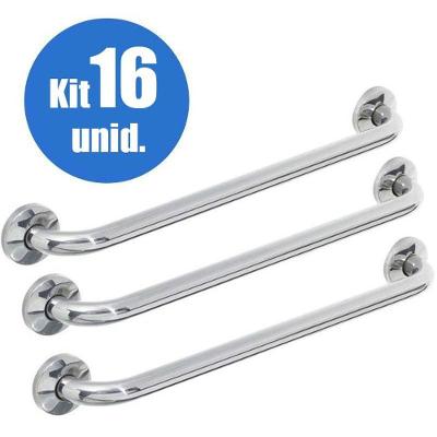 Alça Apoio Inox 40Cm Barra Idoso Cadeirante Kit 16 Un