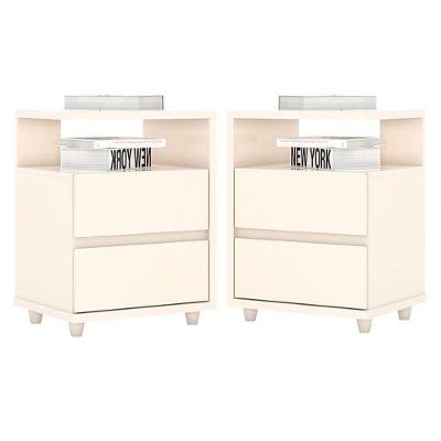 Kit 2 Mesas De Cabeceira Lacy Off White - Henn