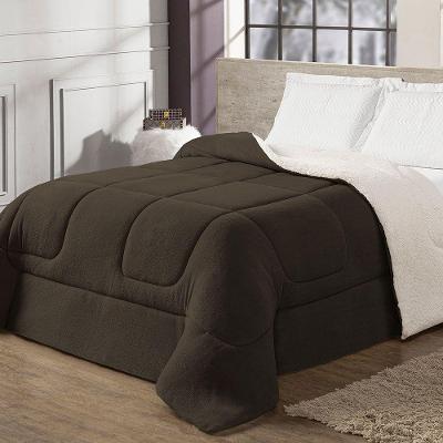 Coberdrom Cobertor Queen 1 Peça Maya Manta Soft E Sherpa De Carneiro 100% Poliéster Cor:tabaco