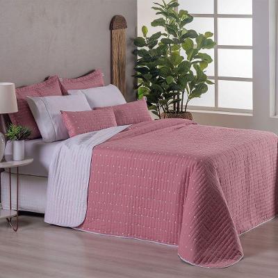 Kit Cobre Leito Casal Padrão 7 Peças Bordado Urbany 100% Poliéster Hipercal 400 Fios Rosê