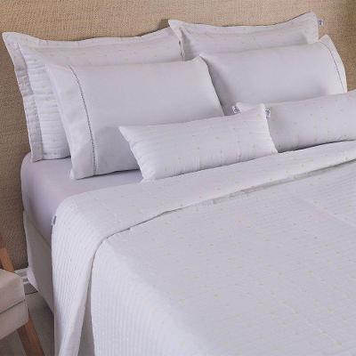 Kit Cobre Leito Casal Padrão 7 Peças Bordado Urbany 100% Poliéster Hipercal 400 Fios Branco