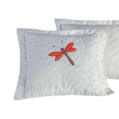 Kit 02 Capas De Almofadas 45cm X 45cm 2 Peças Bordada Libélula 100% Poliéster - Branco