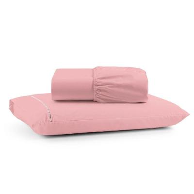 Jogo De Lençol Luiza Solteiro 2 Pçs Percal 100% Algodão 180 Fios Ponto Palito - Rosa