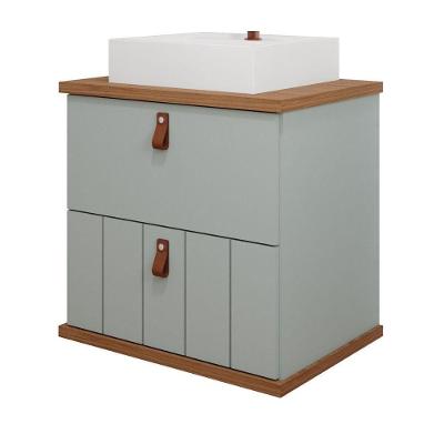 Gabinete Para Banheiro 80cm 100% Mdf 1 Gaveta 1 Porta Basculante Milano Mgm Móveis Pistache/freijo Pistache/freijo