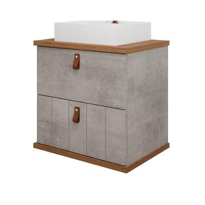 Gabinete Para Banheiro 60cm 100% Mdf 1 Gaveta 1 Porta Basculante Milano Mgm Móveis Cimento/freijo Cimento/freijo